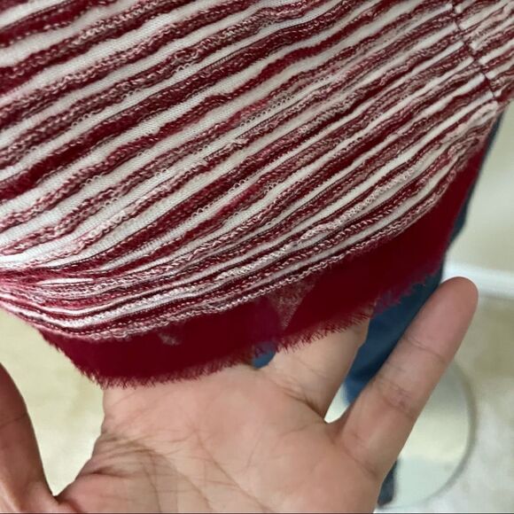 ANTHROPOLOGIE VANESSAVIRGINIA MERLOT‎ STRIPE KNIT SLEEVELESS FRINGED TANK SZ S - Picture 6 of 11